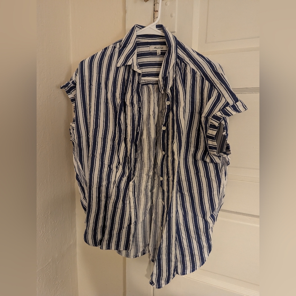 Madewell Blue and White Striped Blouse